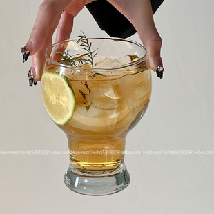 ins风宽口玻璃饮品杯冷饮料杯饮品早餐杯奶茶杯啤酒杯夏季 高颜值