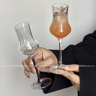 ins小巧圆肚高脚杯简约鸡尾酒香槟酒杯高级感玻璃特调杯酒吧