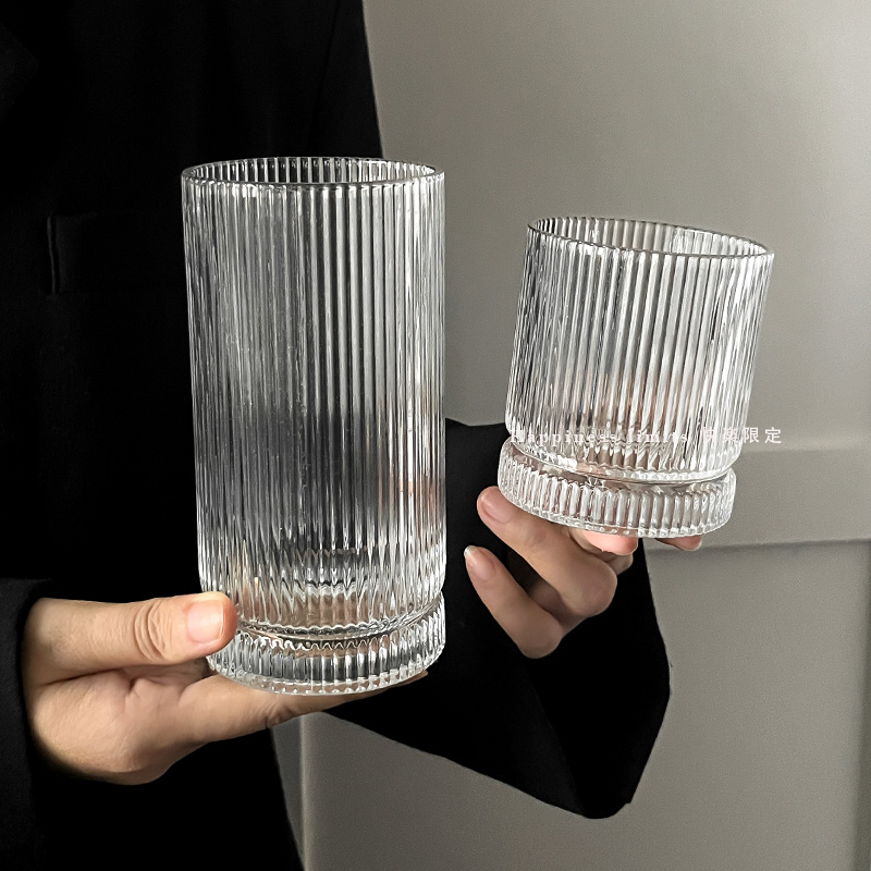 ins简约条纹冰美式拿铁咖啡杯