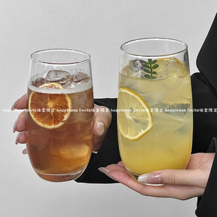 果汁杯ins风透明玻璃杯家用气泡水杯莫吉托杯咖啡杯果茶饮料杯子