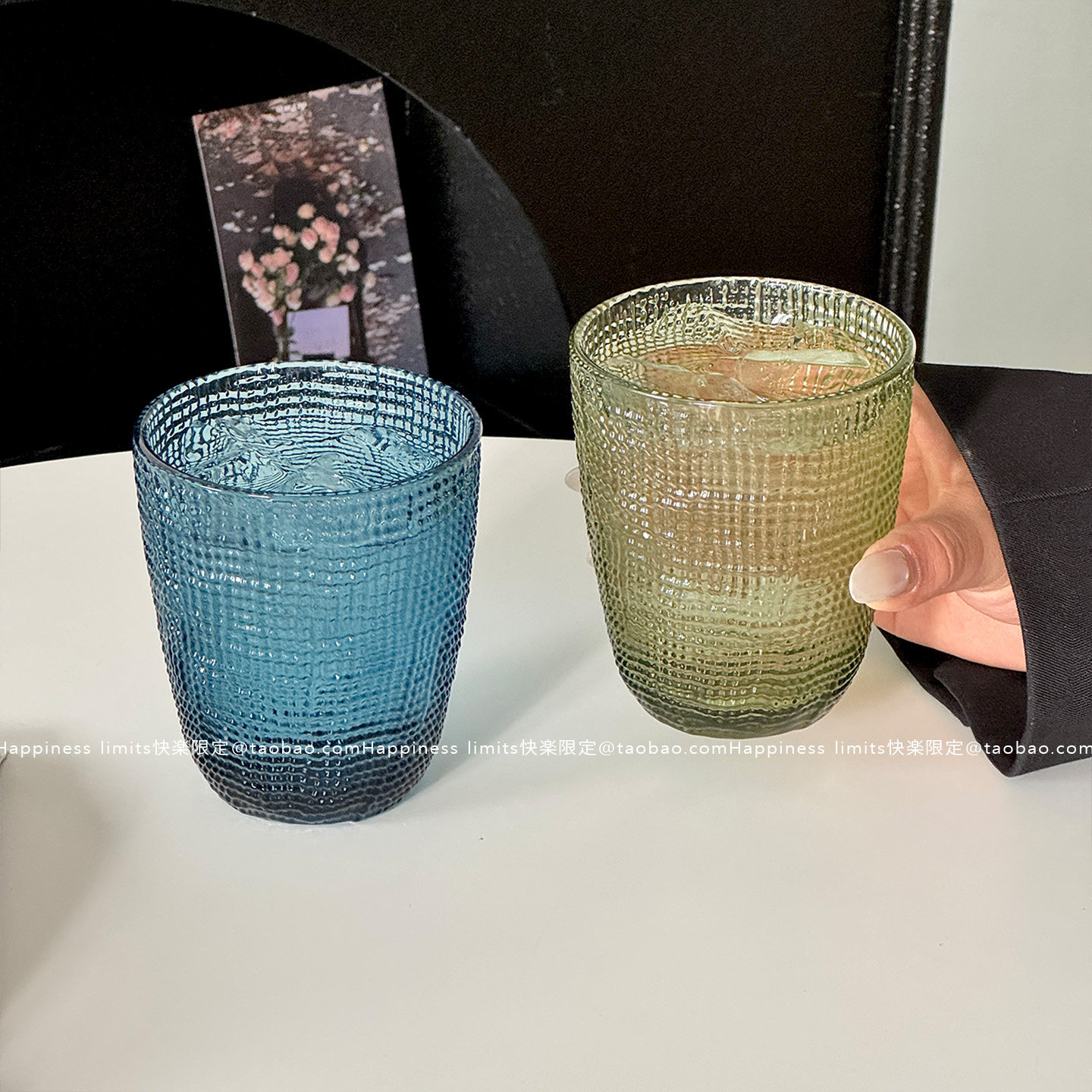 ins小众复古玻璃杯威士忌洋酒杯啤酒杯家用果汁杯子敞口水杯子