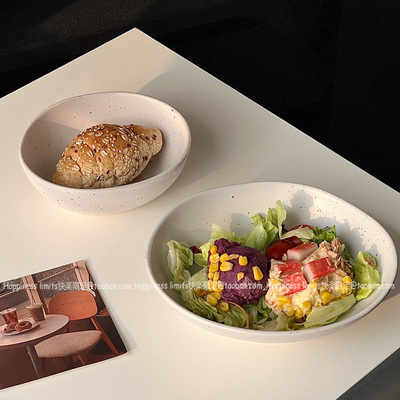 ins风墨点盘子陶瓷泼墨碗大号