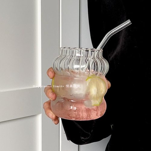 中古风胖嘟嘟玻璃杯水果茶杯