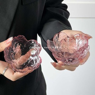 日式 锤目纹粉色樱花玻璃味碟酱料碟小碟子醋碟火锅调料蘸料碟子