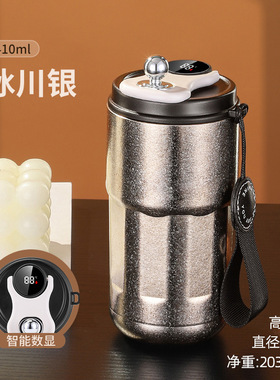 纯钛咖啡杯户外旅行便携保温保冷杯智能数显杯子水杯全钛杯双层