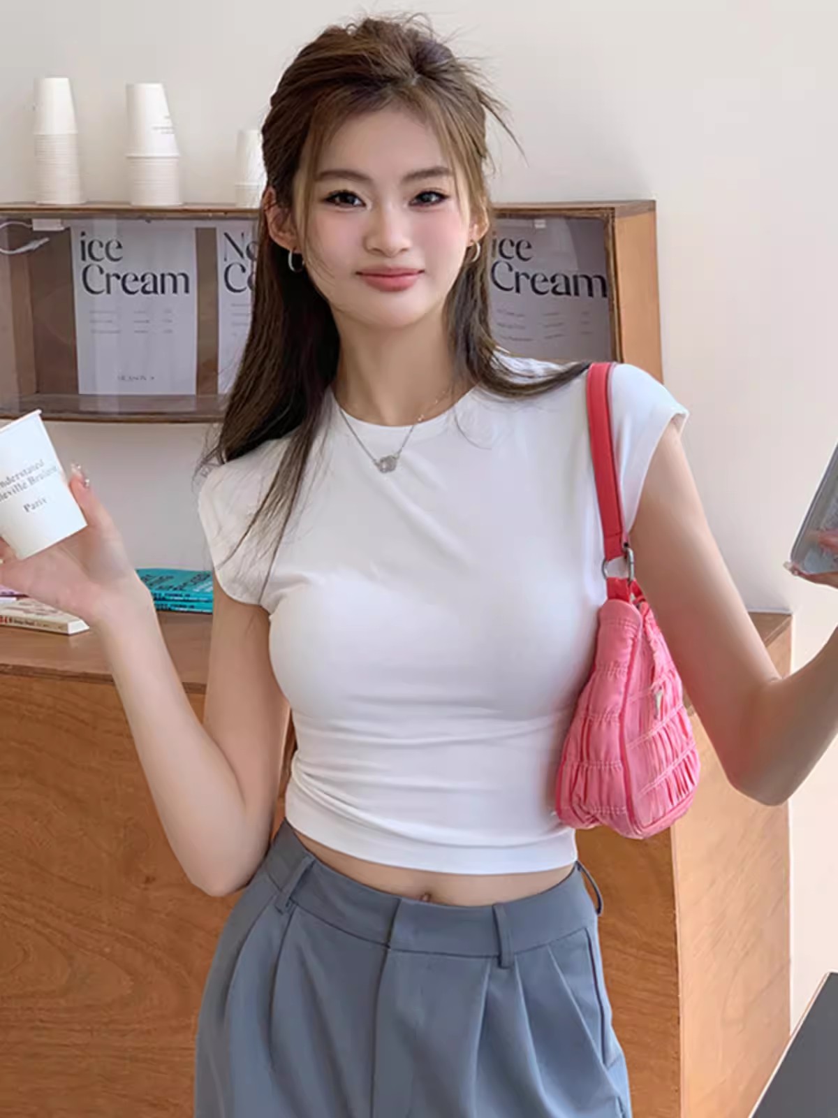 打底上衣小飞袖辣妹体恤