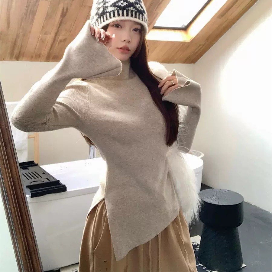 喇叭袖上衣百搭显瘦毛衣