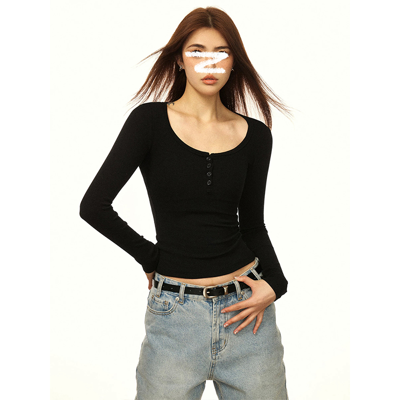 基础设计感修身上衣女