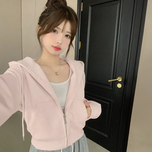 连帽拉链卫衣外套女宽松2025新款秋季宽松薄款短款百搭卫衣开衫女