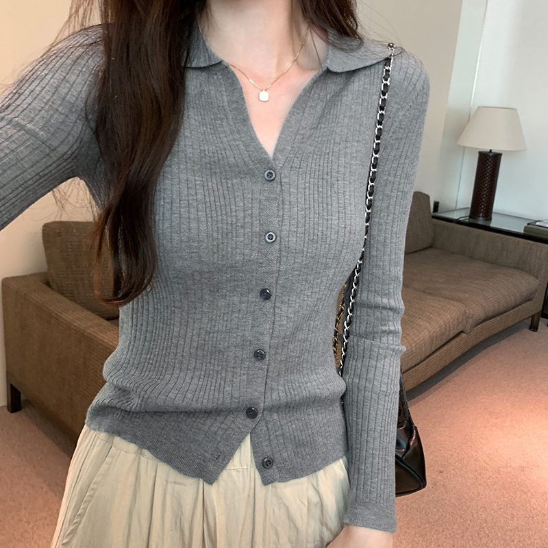 欧货纯色针织衫女秋季2025新款开衫毛衣外套修身显瘦百搭长袖上衣