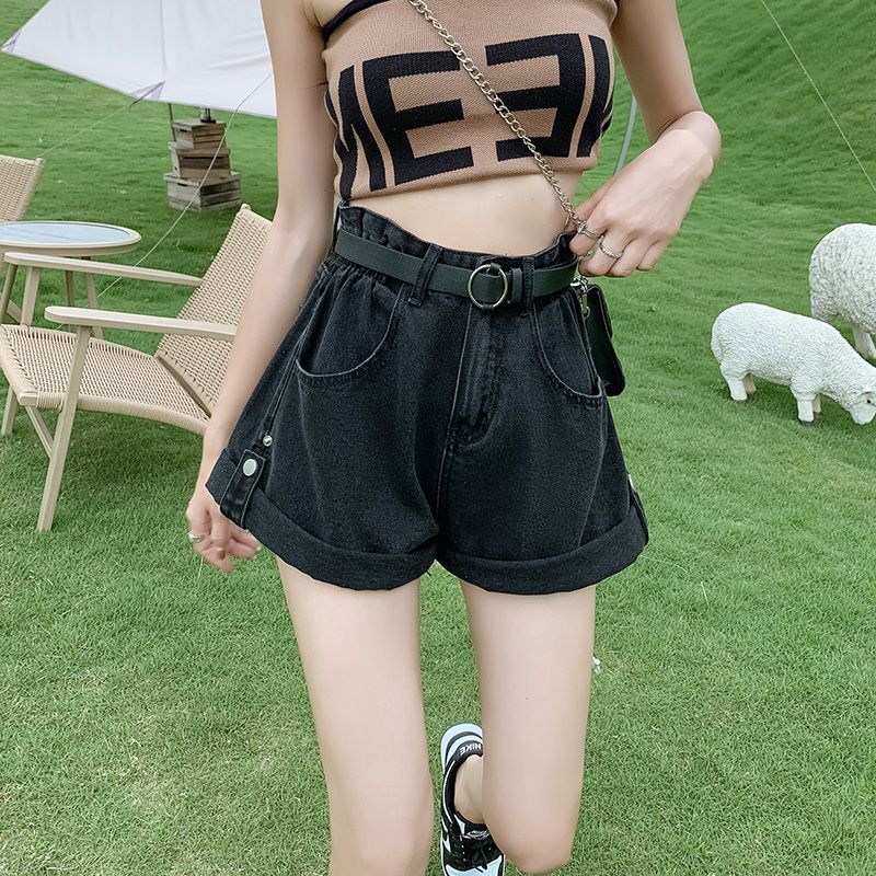 高腰牛仔显瘦a字短裤女