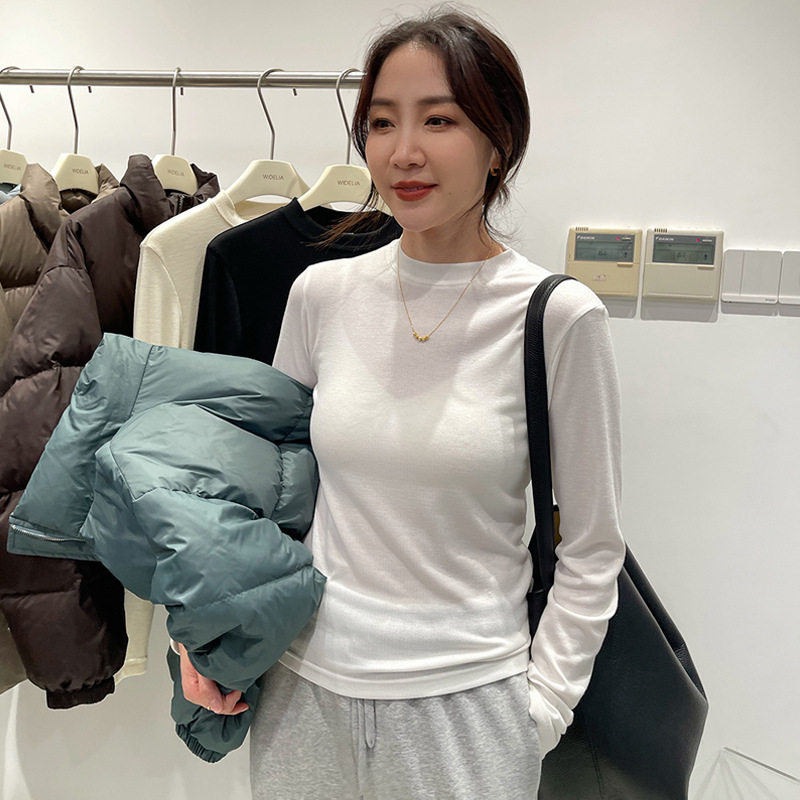 2025秋冬圆领打底衫女长袖内搭t恤螺纹正肩保暖德绒加绒加厚上衣,女装/女士精品,T恤,淘宝优惠券,粉丝福利购,淘宝优惠卷