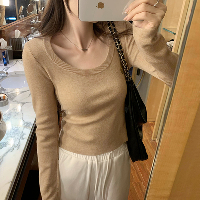 羊毛圆领内搭打底针织衫女