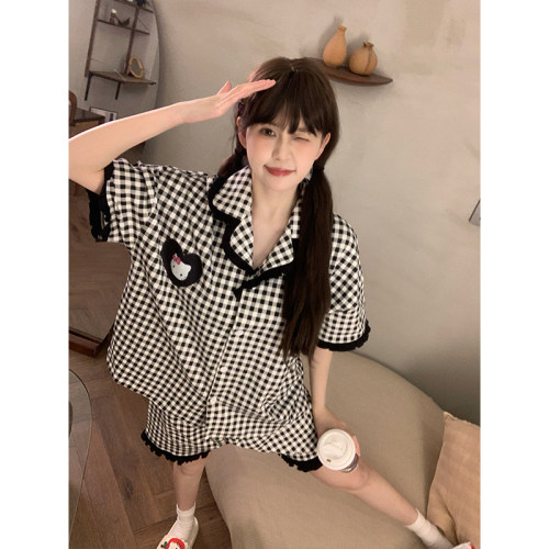 带胸垫睡衣女夏季短袖短裤薄款大码夏天2026年新款家居服可外穿