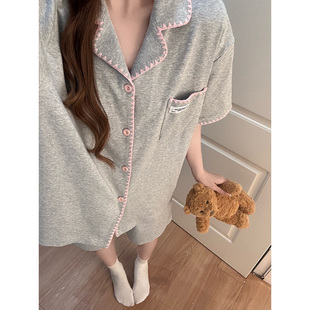 晚眠2026年新款带胸垫睡衣女款夏季短袖短裤夏天家居服两件套装