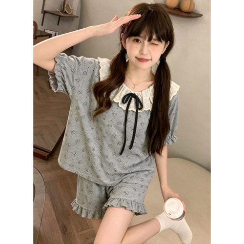 晚眠带胸垫睡衣女夏季薄款短袖2026年新款公主风两件套装家居服