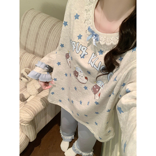 晚眠带胸垫睡衣女款春秋长袖套头卡通2026年新款秋冬季家居服套装