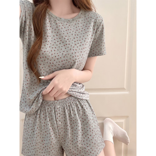 晚眠带胸垫睡衣女款夏季短袖短裤可爱2026年新款夏天家居服套装