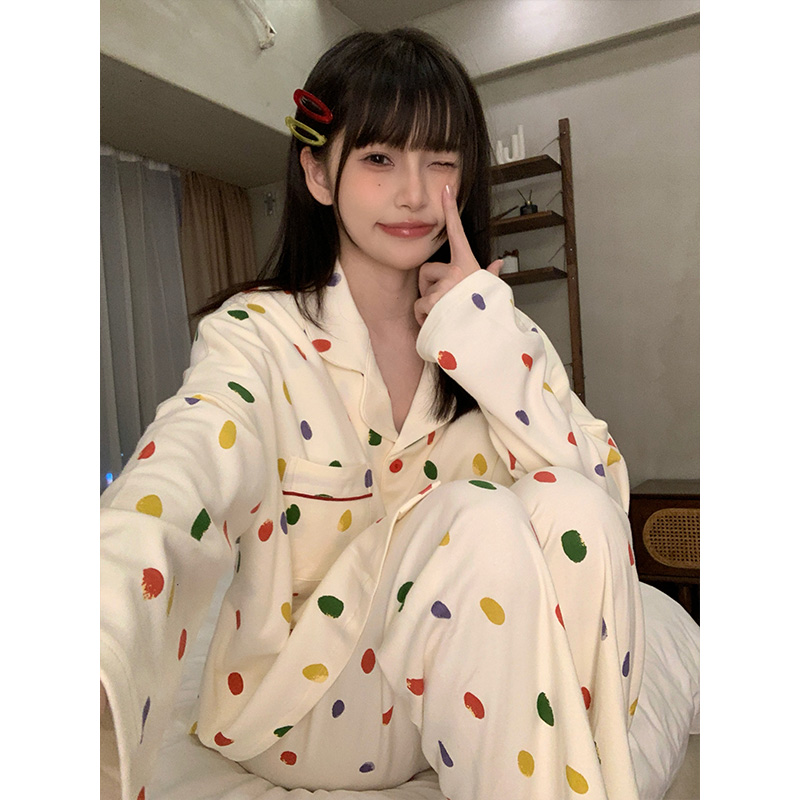 晚眠带胸垫睡衣女款春秋纯棉长袖防凸点冬季大码家居服2025年新款