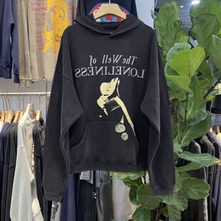 档口实拍 美式复古ERD忧郁的富二代风格字母印花连帽卫衣外套男女