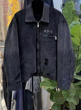 档口实拍 ERD忧郁的富二代美式复古水洗做旧磨破翻领牛仔夹克外套