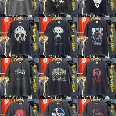 美式复古高街嘻哈做旧短袖T恤