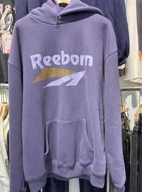 档口实拍 重磅Reeborn裂纹字母弹幕标语连帽卫衣男女情侣帽衫潮