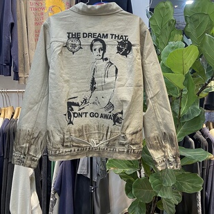 档口实拍 ERD忧郁的富二代人像印花牛仔外套男做旧水洗街头风夹克