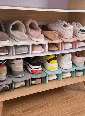 省空间收纳鞋架双层鞋托架柜子宿舍神器鞋柜整理放鞋子拖鞋置物架