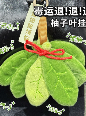 柚子叶拍拍消除烦恼带来好运柚子叶毛绒挂件精致款钥匙扣配饰礼物