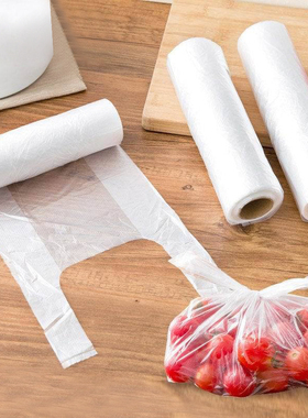 背心式食品保鲜袋加厚食品袋家用大号小号一次性手撕袋密封连卷袋