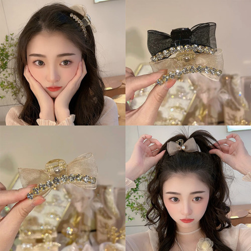 蝴蝶结水钻鲨鱼发夹抓夹