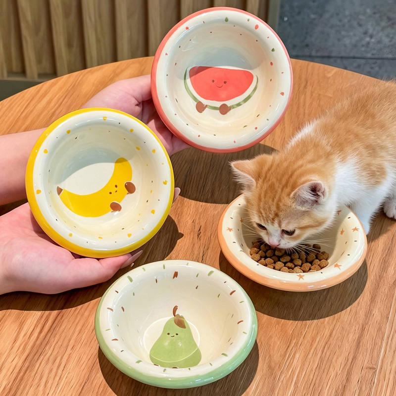 可爱猫食盆迷你宠物碗猫咪罐头碗吃饭喝水碗不易打翻陶瓷狗碗粮碗