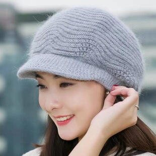 韩版 八角帽产妇帽DJ 百搭毛线帽冬天骑车加绒防寒贝雷帽甜美