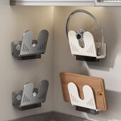 壁挂式 砧板厨房置物架菜板架多功能器墙上收纳支架锅盖免打孔放置