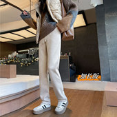 175高个子超长女裤 加长宽松直筒毛呢休闲 春秋冬季 大码 羊毛糯米裤