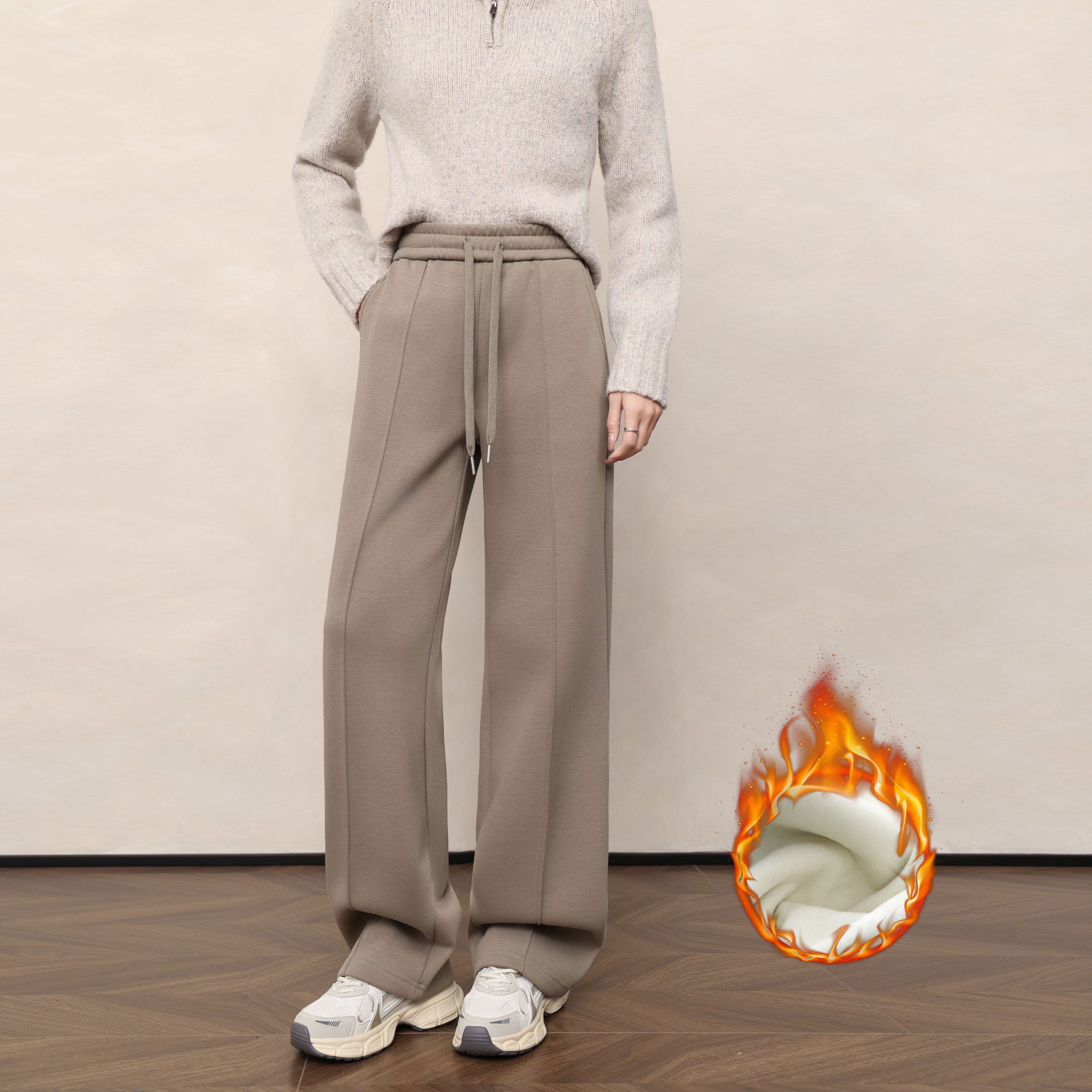 加长裤子女高个子175超长版秋冬加绒大码显瘦宽松直筒阔腿休闲裤