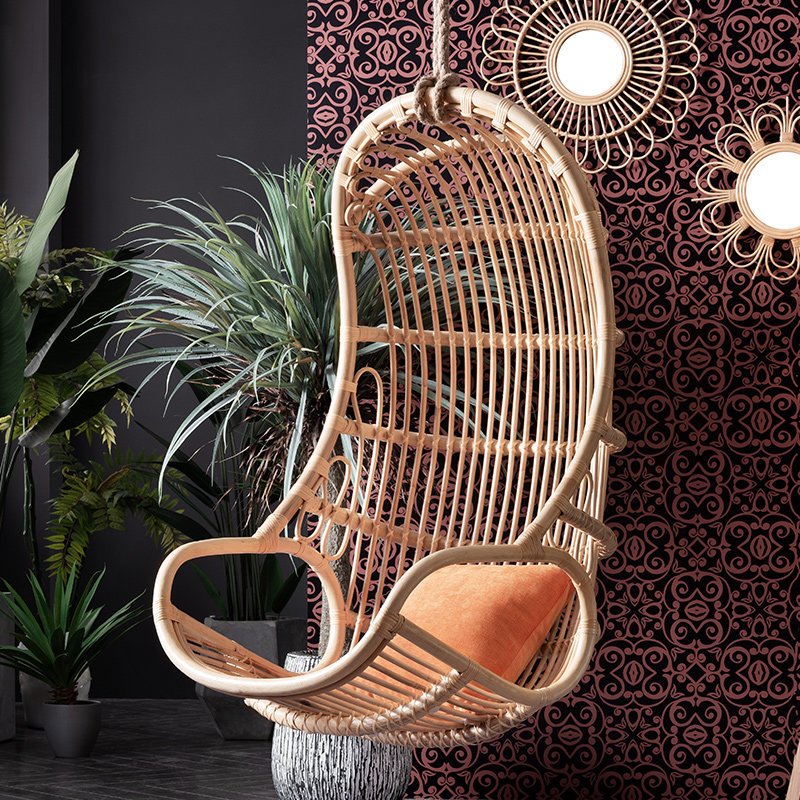 北欧ins悬挂秋千摇椅阳台宿舍吊椅真藤编家用卧室少女小吊篮民宿