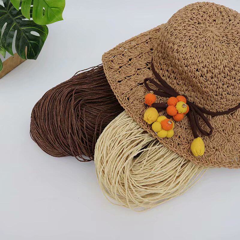 COTTON GRASS RAFFIA LINE HOOK BAG LINE HANDMADE DIY KNITTED CROCHET HOOK SUMMER HAT BAG WOOL RAFFIA STRAW HAT LINE