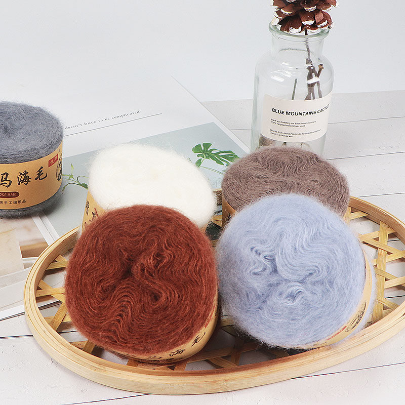 SILK MOHAIR HAND-WOVEN DIY SHAWL SCARF FINE THREAD PLUSH THREAD MINK CASHMERE FINE WOOLEN YARN BALL
