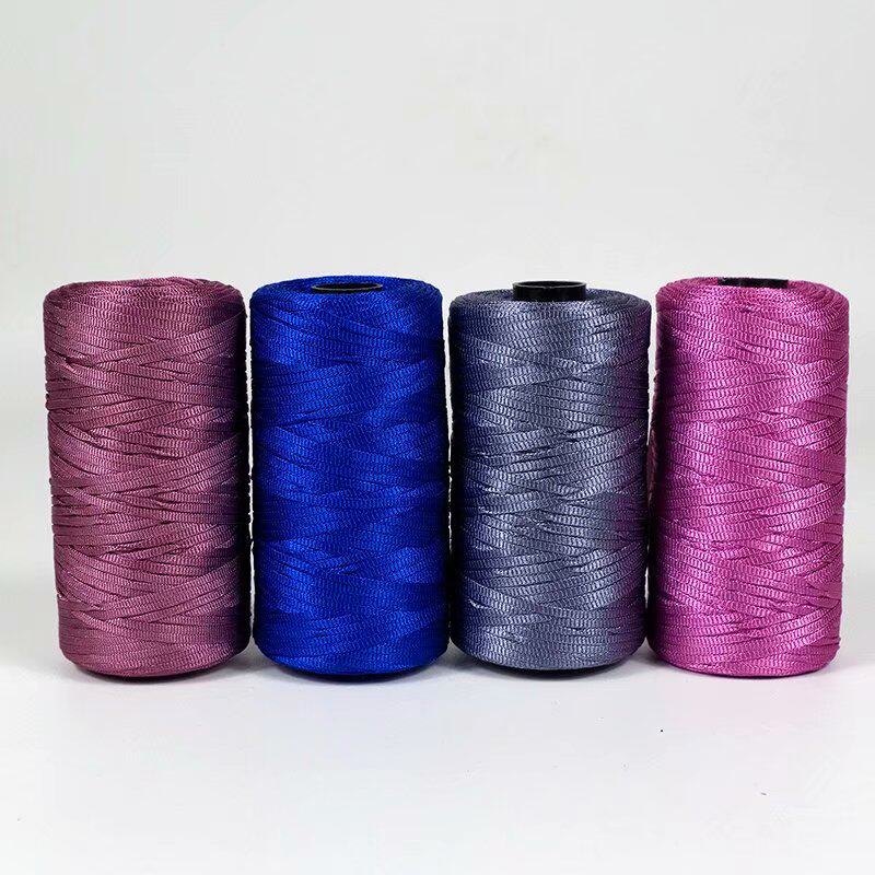 FLAT RIBBON LINE ICE SILK THREAD HAND-KNITTED DIY HAT LINE CROCHET HOOK SUMMER SANDALS SLIPPERS LINE WOOL HANDMADE BAG