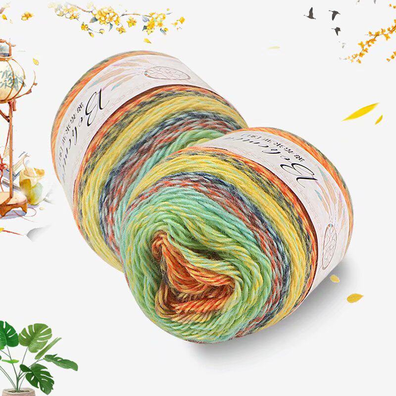 SEGMENT DYED WOOL THREAD HAND-KNITTED MEDIUM THICK ROD NEEDLE JACKET SWEATER SCARF THREAD HOOK SHAWL WOOL YARN DIY MATERIAL PACKAGE