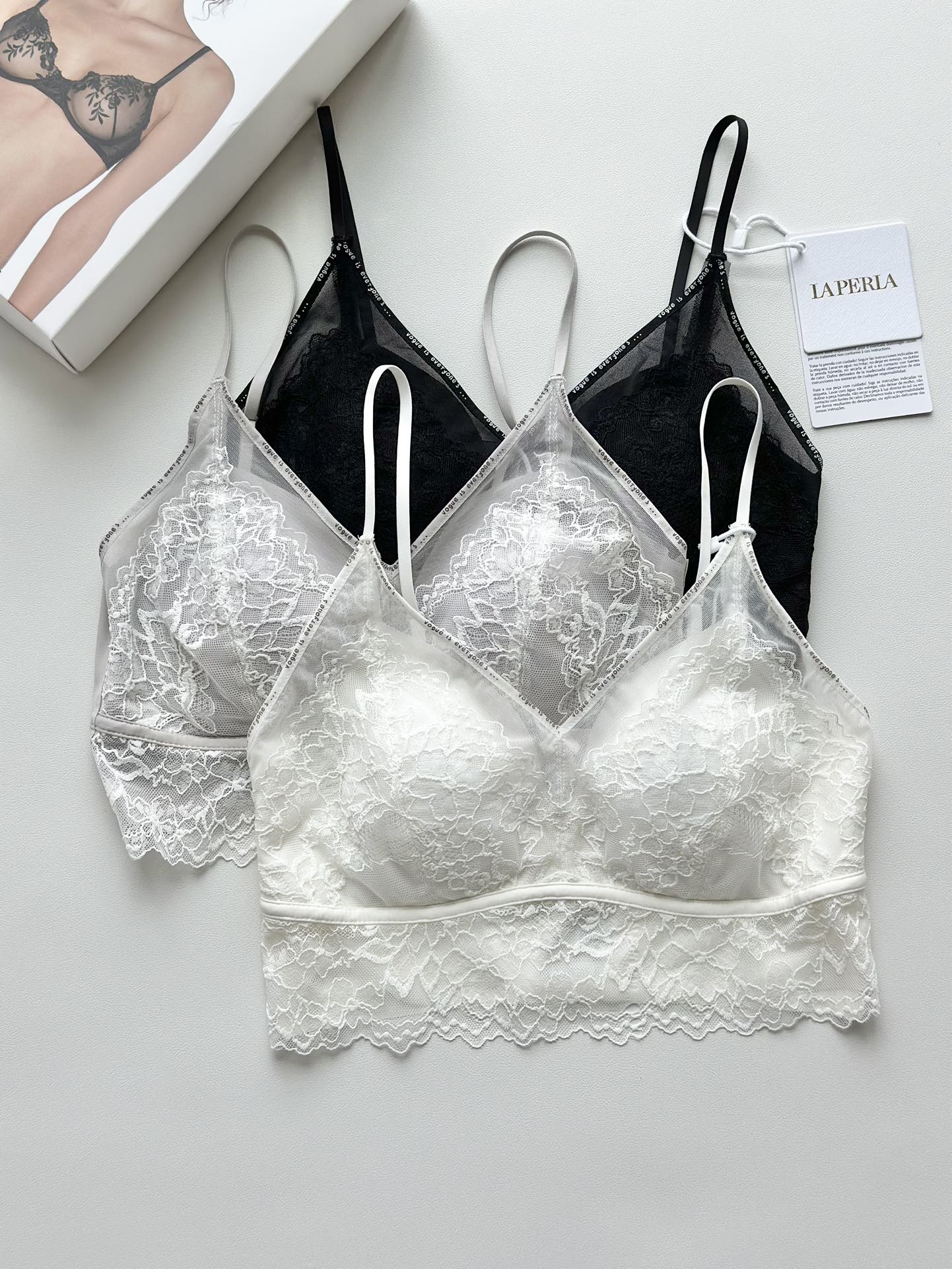 LP新款法式蕾丝内衣女细肩带抹胸吊带舒适无钢圈背心美背