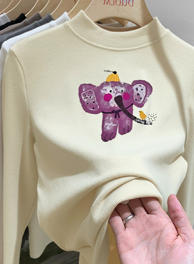 男女童加绒厚德绒打底衫内搭秋冬儿童洋气时髦半高领磨毛长袖上衣