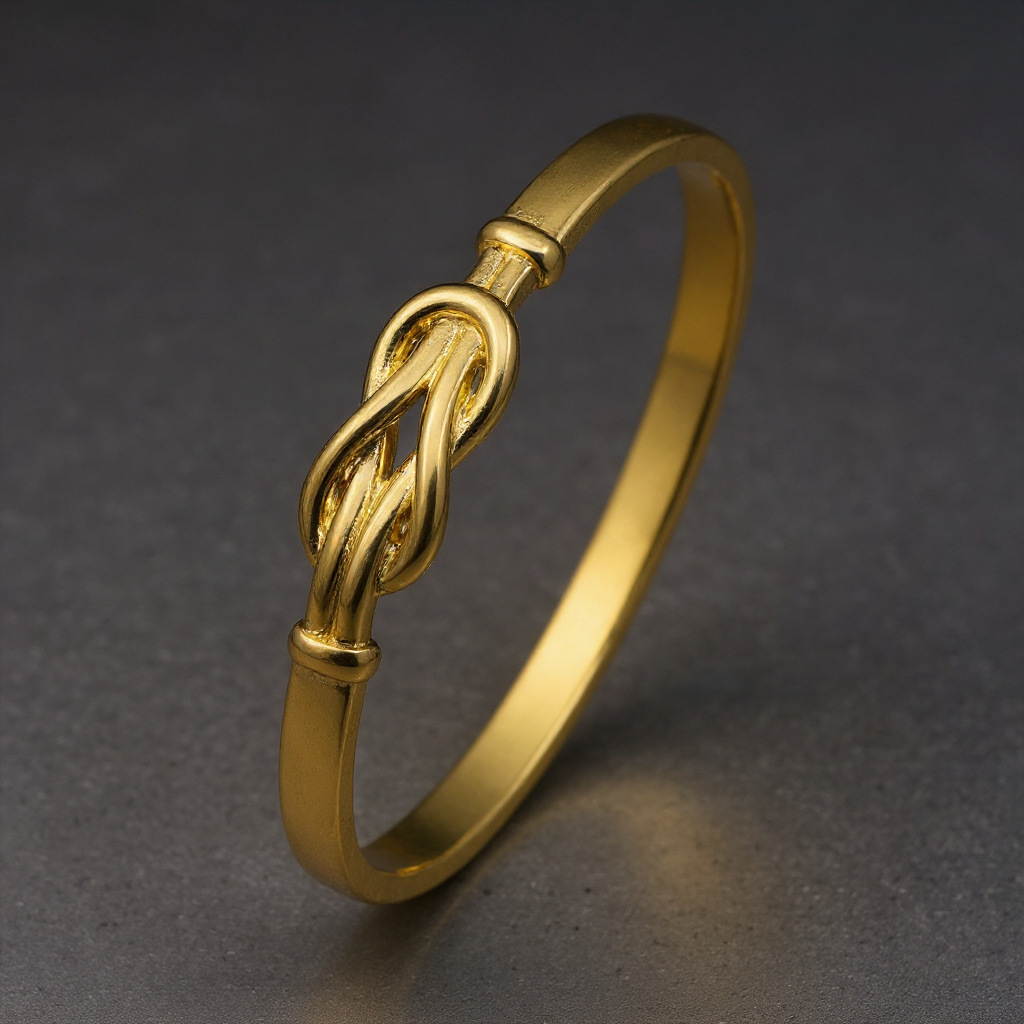 NVOXS欧美热销时尚简约金色扭结袖口不锈钢手镯女士日常佩戴