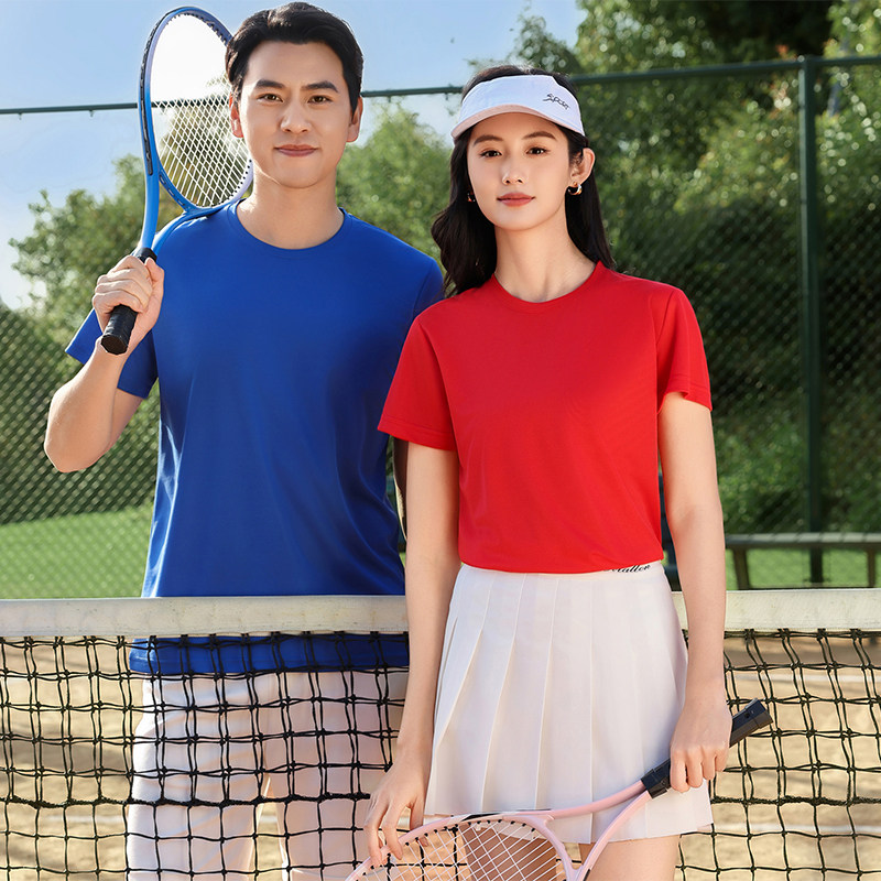 纯色圆领工作服定制印logo夏季速干短袖t恤文化衫团队服男女通款