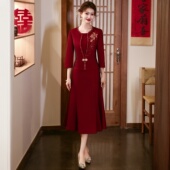洋气婚礼服高贵喜婆婆婚宴旗袍妈妈两件套装 中年气质大码 连衣裙女