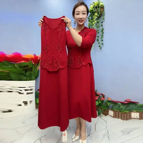 气质妈妈婚礼服高贵结婚旗袍高端喜婆婆婚宴装时尚减龄大码连衣裙