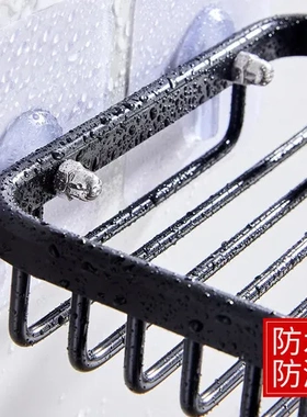 浴室创意肥皂盒免打孔收纳置物架壁挂架子吸盘黑色香皂卫生间沥水