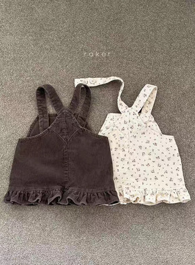 韩版新款婴幼童装女童春秋季可爱洋气灯芯绒背带裙背心连衣裙